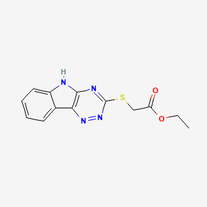 molecular formula C13H12N4O2S B3048992 ethyl 2-(5H-[1,2,4]triazino[5,6-b]indol-3-ylsulfanyl)acetate CAS No. 189325-51-7