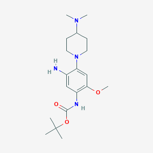 molecular formula C19H32N4O3 B3048999 tert-Butyl (5-amino-4-(4-(dimethylamino)piperidin-1-yl)-2-methoxyphenyl)carbamate CAS No. 1894234-35-5