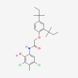 molecular formula C25H33Cl2NO3 B3049364 Acetamide, 2-[2,4-bis(1,1-dimethylpropyl)phenoxy]-N-(3,5-dichloro-2-hydroxy-4-methylphenyl)- CAS No. 20364-09-4