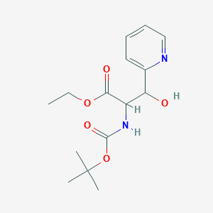 molecular formula C15H22N2O5 B3049383 Ethyl 2-{[(tert-butoxy)carbonyl]amino}-3-hydroxy-3-(pyridin-2-yl)propanoate CAS No. 2044712-92-5