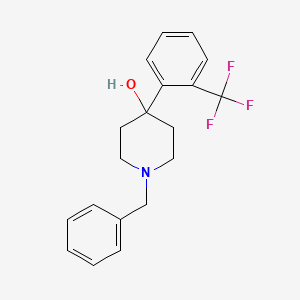 molecular formula C19H20F3NO B3049502 1-Benzyl-4-[2-(trifluoromethyl)phenyl]piperidin-4-ol CAS No. 208989-32-6