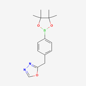 molecular formula C15H19BN2O3 B3049534 4-((1,3,4-恶二唑-2-基)甲基)苯基硼酸，二缩水甘油酯 CAS No. 2096339-94-3