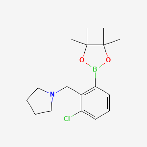 molecular formula C17H25BClNO2 B3049537 3-氯-2-(吡咯烷基甲基)苯硼酸，频哪醇酯 CAS No. 2096341-78-3