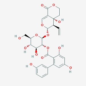 molecular formula C29H30O14 B3049618 [(2S,3R,4S,5S,6R)-2-[[(4R,4aR)-4-ethenyl-4a-hydroxy-8-oxo-3,4,5,6-tetrahydropyrano[3,4-c]pyran-3-yl]oxy]-4,5-dihydroxy-6-(hydroxymethyl)oxan-3-yl] 2,4-dihydroxy-6-(3-hydroxyphenyl)benzoate CAS No. 21233-18-1