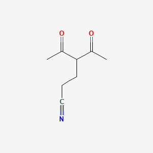 molecular formula C8H11NO2 B3049700 4-Acetyl-5-oxohexanenitrile CAS No. 21603-67-8