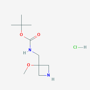 molecular formula C10H21ClN2O3 B3049729 tert-butyl N-[(3-methoxyazetidin-3-yl)methyl]carbamate hydrochloride CAS No. 2173991-92-7