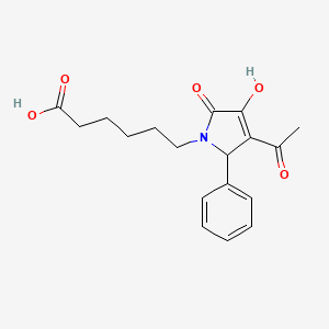 molecular formula C18H21NO5 B3049786 6-(3-acetyl-4-hydroxy-5-oxo-2-phenyl-2,5-dihydro-1H-pyrrol-1-yl)hexanoic acid CAS No. 220128-08-5