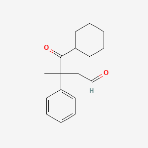 molecular formula C17H22O2 B3049978 4-Cyclohexyl-3-methyl-4-oxo-3-phenylbutanal CAS No. 228419-04-3