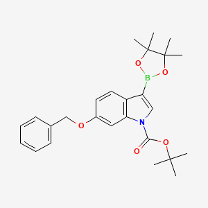 molecular formula C26H32BNO5 B3050015 Tert-butyl 6-benzyloxy-3-(4,4,5,5-tetramethyl-1,3,2-dioxaborolan-2-yl)indole-1-carboxylate CAS No. 2304633-94-9