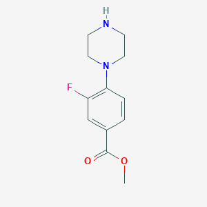 molecular formula C12H15FN2O2 B3050058 Methyl 3-fluoro-4-(piperazin-1-yl)benzoate CAS No. 234082-10-1