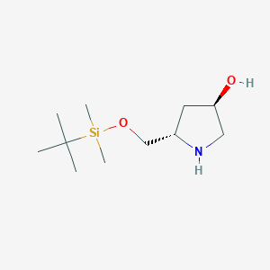 molecular formula C11H25NO2Si B3050448 3-Pyrrolidinol, 5-[[[(1,1-dimethylethyl)dimethylsilyl]oxy]methyl]-, (3R,5S)- CAS No. 260417-94-5