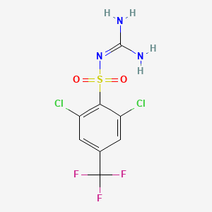 molecular formula C8H6Cl2F3N3O2S B3050454 2-[2,6-Dichloro-4-(trifluoromethyl)phenyl]sulfonylguanidine CAS No. 260788-63-4