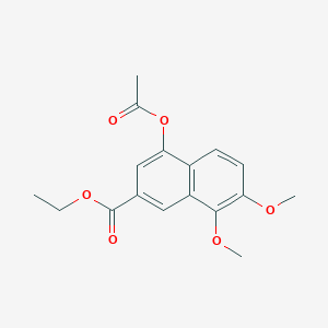 molecular formula C17H18O6 B3050462 Ethyl 4-acetyloxy-7,8-dimethoxynaphthalene-2-carboxylate CAS No. 26129-62-4