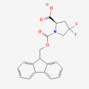 molecular formula C20H17F2NO4 B3050608 (2R)-1-{[(9H-fluoren-9-yl)methoxy]carbonyl}-4,4-difluoropyrrolidine-2-carboxylic acid CAS No. 273222-07-4