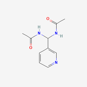 molecular formula C10H13N3O2 B3050618 N-[acetamido(pyridin-3-yl)methyl]acetamide CAS No. 2737-77-1