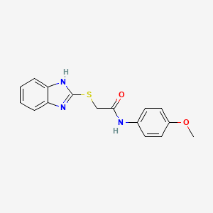 molecular formula C16H15N3O2S B3050959 Acetamide, 2-(1H-benzimidazol-2-ylthio)-N-(4-methoxyphenyl)- CAS No. 30065-36-2