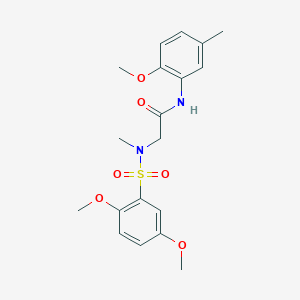 molecular formula C19H24N2O6S B305117 N-(2-METHOXY-5-METHYLPHENYL)-2-(N-METHYL2,5-DIMETHOXYBENZENESULFONAMIDO)ACETAMIDE 