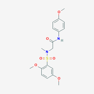 molecular formula C18H22N2O6S B305119 N-(4-METHOXYPHENYL)-2-(N-METHYL2,5-DIMETHOXYBENZENESULFONAMIDO)ACETAMIDE 