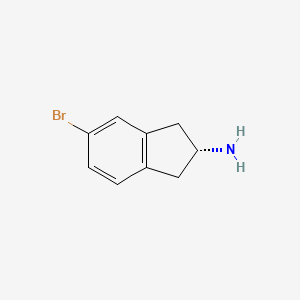 molecular formula C9H10BrN B3051219 1H-Inden-2-amine, 5-bromo-2,3-dihydro-, (2R)- CAS No. 321352-53-8