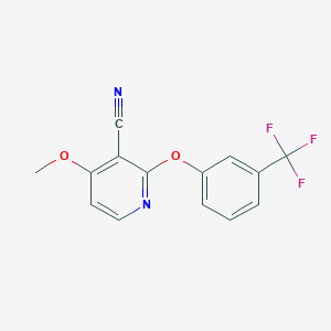 molecular formula C14H9F3N2O2 B3051464 4-Methoxy-2-[3-(trifluoromethyl)phenoxy]pyridine-3-carbonitrile CAS No. 338956-34-6