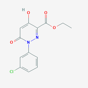 molecular formula C13H11ClN2O4 B3051468 Ethyl 1-(3-chlorophenyl)-4-hydroxy-6-oxo-1,6-dihydro-3-pyridazinecarboxylate CAS No. 339011-40-4