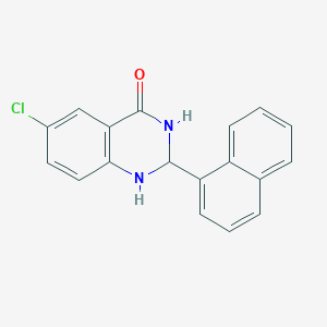 molecular formula C18H13ClN2O B3051596 6-chloro-2-(naphthalen-1-yl)-2,3-dihydroquinazolin-4(1H)-one CAS No. 34934-08-2