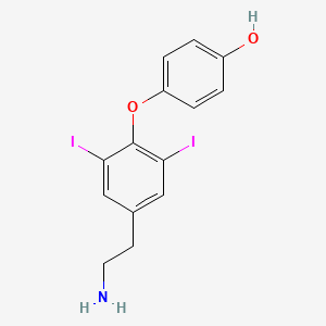 molecular formula C14H13I2NO2 B3051900 Phenol, 4-[4-(2-aminoethyl)-2,6-diiodophenoxy]- CAS No. 3687-09-0