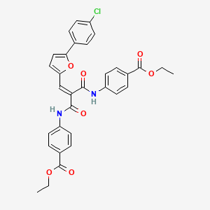Ethyl 4-[[3-[5-(4-chlorophenyl)furan-2-yl]-2-[(4-ethoxycarbonylphenyl)carbamoyl]prop-2-enoyl]amino]benzoate