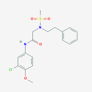 molecular formula C18H21ClN2O4S B305222 N-(3-chloro-4-methoxyphenyl)-N~2~-(methylsulfonyl)-N~2~-(2-phenylethyl)glycinamide 