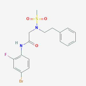 molecular formula C17H18BrFN2O3S B305225 N-(4-bromo-2-fluorophenyl)-2-[(methylsulfonyl)(2-phenylethyl)amino]acetamide 