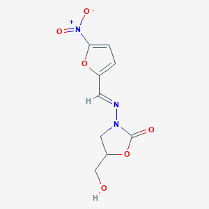 molecular formula C9H9N3O6 B3052434 5-(Hydroxymethyl)-3-[(5-nitro-2-furyl)methylideneamino]oxazolidin-2-one CAS No. 41359-15-3