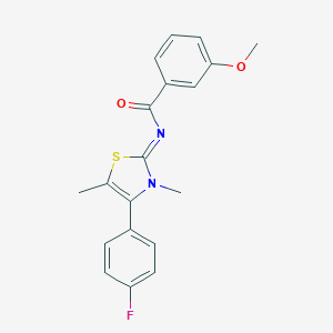 molecular formula C19H17FN2O2S B305251 N-[4-(4-fluorophenyl)-3,5-dimethyl-1,3-thiazol-2-ylidene]-3-methoxybenzamide 