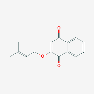 molecular formula C15H14O3 B3052526 2-[(3-Methylbut-2-en-1-yl)oxy]naphthalene-1,4-dione CAS No. 42164-69-2