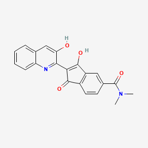 molecular formula C21H16N2O4 B3052643 1H-Indene-5-carboxamide, 2,3-dihydro-2-(3-hydroxy-2(1H)-quinolinylidene)-N,N-dimethyl-1,3-dioxo- CAS No. 43099-94-1