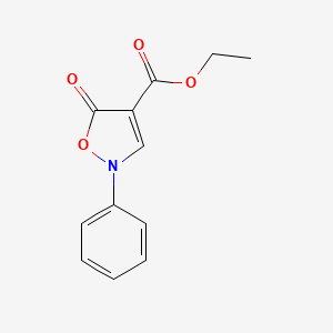 molecular formula C12H11NO4 B3052768 Ethyl 5-oxo-2-phenyl-2,5-dihydroisoxazole-4-carboxylate CAS No. 4504-12-5