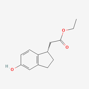 molecular formula C13H16O3 B3052972 ethyl 2-[(1S)-5-hydroxy-2,3-dihydro-1H-inden-1-yl]acetate CAS No. 496061-80-4