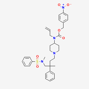 molecular formula C34H42N4O6S B3053022 Allyl-(1-((S)-(benzenesulfonyl-methyl-amino)-methyl-phenyl-butyl)-piperidin-4-yl)carbamic acid, 4-nitro-benzyl ester CAS No. 502173-16-2