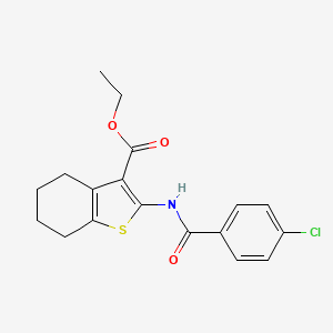molecular formula C18H18ClNO3S B3053262 Benzo(b)thiophene-3-carboxylic acid, 4,5,6,7-tetrahydro-2-((4-chlorobenzoyl)amino)-, ethyl ester CAS No. 52535-71-4