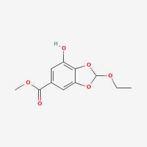 molecular formula C11H12O6 B3053267 Methyl 2-ethoxy-7-hydroxybenzo[d][1,3]dioxole-5-carboxylate CAS No. 526221-05-6