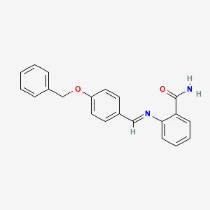 molecular formula C21H18N2O2 B3053332 2-[(4-Phenylmethoxyphenyl)methylideneamino]benzamide CAS No. 5320-16-1