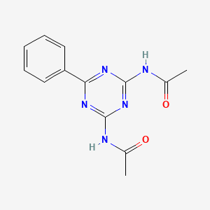 molecular formula C13H13N5O2 B3053347 N-(4-acetamido-6-phenyl-1,3,5-triazin-2-yl)acetamide CAS No. 5327-35-5