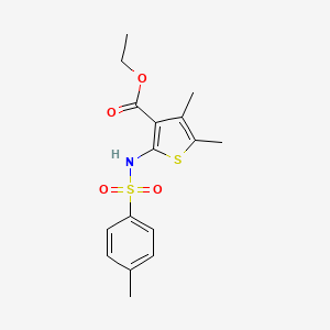 molecular formula C16H19NO4S2 B3053466 Ethyl 4,5-dimethyl-2-(((4-methylphenyl)sulfonyl)amino)-3-thiophenecarboxylate CAS No. 53976-12-8