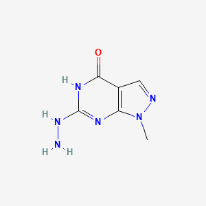 molecular formula C6H8N6O B3053589 6-hydrazinyl-1-methyl-1H,4H,5H-pyrazolo[3,4-d]pyrimidin-4-one CAS No. 5463-93-4