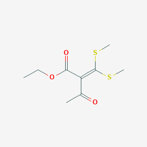 molecular formula C9H14O3S2 B3053635 ethyl 2-[bis(methylsulfanyl)methylidene]-3-oxobutanoate CAS No. 54893-95-7