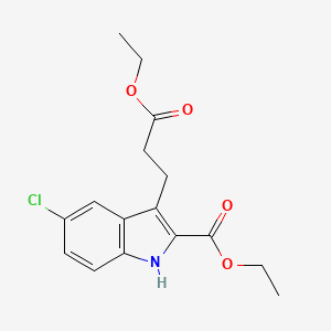 molecular formula C16H18ClNO4 B3053637 ethyl 5-chloro-3-(3-ethoxy-3-oxopropyl)-1H-indole-2-carboxylate CAS No. 54904-12-0