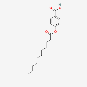molecular formula C19H28O4 B3053869 Benzoic acid, 4-[(1-oxododecyl)oxy]- CAS No. 56670-30-5