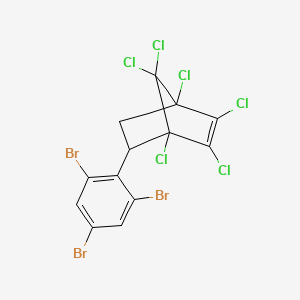 molecular formula C13H5Br3Cl6 B3053898 1,2,3,4,7,7-Hexachloro-5-(2,4,6-tribromophenyl)bicyclo[2.2.1]hept-2-ene CAS No. 56890-89-2