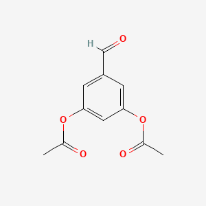 molecular formula C11H10O5 B3053956 Benzaldehyde, 3,5-bis(acetyloxy)- CAS No. 57179-37-0