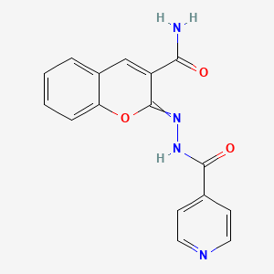 molecular formula C16H12N4O3 B3054025 N-[(3-carbamoylchromen-2-ylidene)amino]pyridine-4-carboxamide CAS No. 5773-97-7