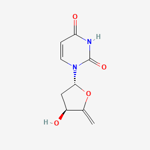 molecular formula C9H10N2O4 B3054085 1-[(2R,4S)-4-Hydroxy-5-methylideneoxolan-2-yl]pyrimidine-2,4(1H,3H)-dione CAS No. 58096-66-5